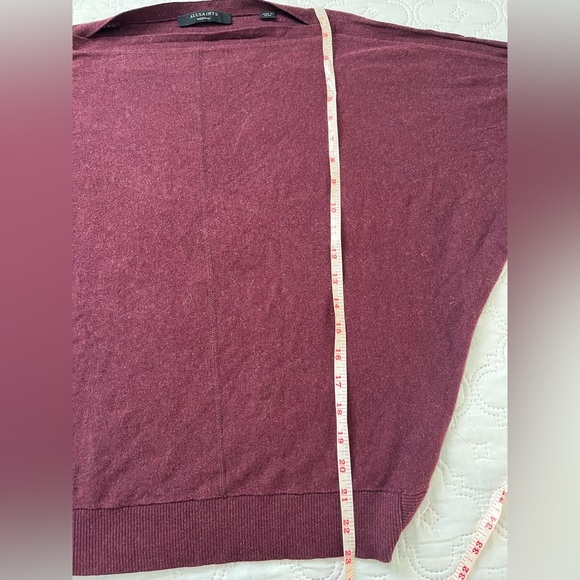 AllSaints Burgundy Dolman Sleeve Sweater Women’s Size M 3/4 Sleeve - Picture 6 of 10